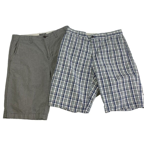 Eddie Bauer And Dockers Shorts Blue Plaid Black Houndstooth Mens Size 32 - Picture 1 of 13